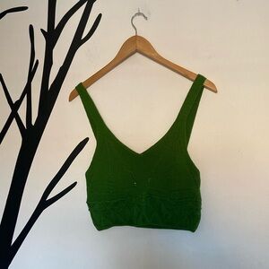 NWT F21 emerald green crocheted sleeveless crop top